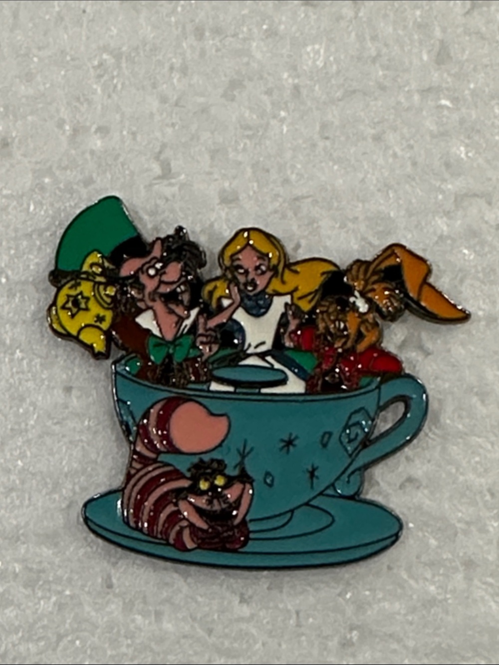 Alice in Wonderland Teacup Enamel Pin - Teal Accent